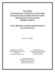 The NIAC Convergence of Physical and Cyber Technbologies and Related Security Management Challenges Working Group Final Report and Recommendations