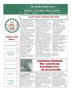 The Garden Master News Newsletter of the Atlantic Master Gardeners ISSUE 2 VOLUME 1