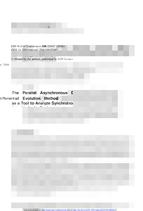 EPJ Web of Conferences 108, DOI: epjconf 47  C Owned by the authors, published by EDP Sciences, 2016  The Parallel Asynchronous Differential Evolution Method