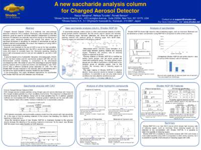 Shodex  A new saccharide analysis column for Charged Aerosol Detector  TM