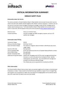 Page 1 of 2  2015_5 CRITICAL INFORMATION SUMMARY INREACH SAFETY PLAN