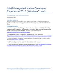 Intel® Integrated Native Developer Experience[removed]Windows* host) Release Notes and Installation Guide 24 September[removed]Intended Audience