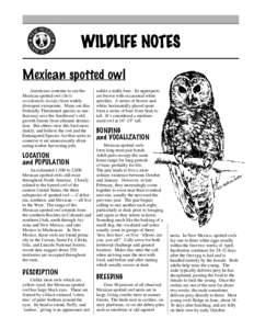 WILDLIFE NOTES Mexican spotted owl Americans continue to see the Mexican spotted owl (Strix occidentalis lucida) from widely divergent viewpoints. Many see this