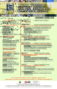 THEMATIC PROGRAM ON  ABSTRACT HARMONIC ANALYSIS, BANACH AND OPERATOR ALGEBRAS JANUARY- JUNE 2014