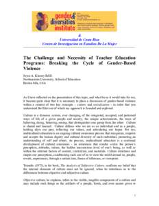 The Challenge and Necessity of Teacher Education Programs:  Breaking the Cycle of Gender-Based Violence