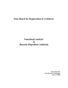 State Board for Registration of Architects  Functional Analysis & Records Disposition Authority