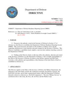 DoD Directive[removed], June 3, 2002; Certified Current as of April 23, 2007