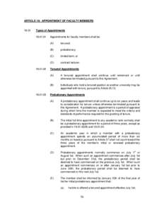 ARTICLE 19: APPOINTMENT OF FACULTY MEMBERSTypes of Appointments
