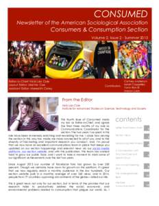 1  CONSUMED Newsletter of the American Sociological Association  Consumers & Consumption Section