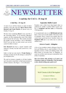 CHILTERN AIRCREW ASSOCIATION  OCTOBER 2014 NEWSLETTER A sad day for CACA - 31 Aug 14