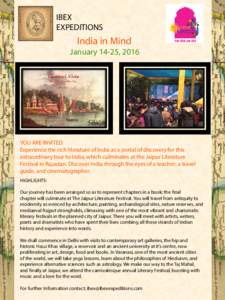 IBEX EXPEDITIONS India in Mind  January 14-25, 2016