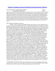 Southern Campaign American Revolution Pension Statements & Rosters Pension application of Andrew Hardy R4603 ½ Transcribed by Will Graves f12VA[removed]