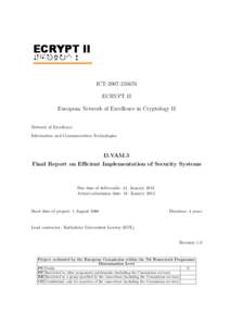 ECRYPT II   ICT[removed]ECRYPT II European Network of Excellence in Cryptology II