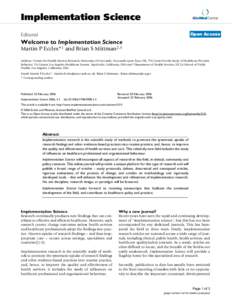 Implementation Science  BioMed Central Open Access