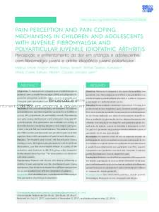 ORIGINAL ARTICLE  http://dx.doi.org‑0462/;2019;37;1;00006 Pain perception and pain coping mechanisms in children and adolescents