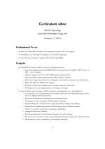 Curriculum vitae Stefan Sperling  January 5, 2015  Professional Focus