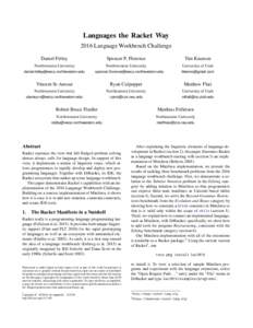 Languages the Racket Way 2016 Language Workbench Challenge Daniel Feltey Spencer P. Florence