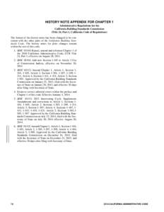 HISTORY NOTE APPENDIX FOR CHAPTER 1 Administrative Regulations for the California Building Standards Commission (Title 24, Part 1, California Code of Regulations) The format of the history notes has been changed to be co