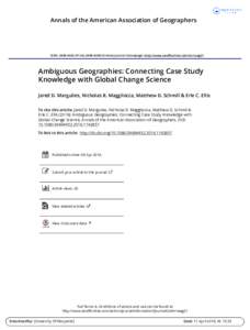 Annals of the American Association of Geographers  ISSN: PrintOnline) Journal homepage: http://www.tandfonline.com/loi/raag21 Ambiguous Geographies: Connecting Case Study Knowledge with Global Cha