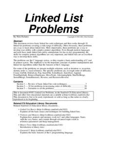 Linked List Problems By Nick Parlante Copyright ©[removed], Nick Parlante
