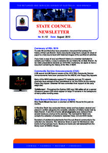 THE RETURNED AND SERVICES LEAGUE OF AUSTRALIA - NSW BRANCH  STATE COUNCIL RSL NSW  STATE COUNCIL