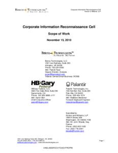 Corporate Information Reconnaissance Cell Hunton & Williams, LLP Corporate Information Reconnaissance Cell Scope of Work November 15, 2010