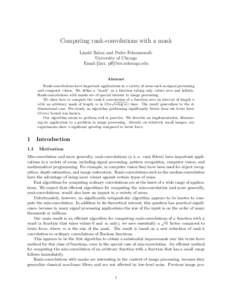 Computing rank-convolutions with a mask L´aszl´o Babai and Pedro Felzenszwalb University of Chicago Email:{laci, pff}@cs.uchicago.edu  Abstract