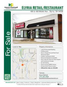 ELYRIA RETAIL/RESTAURANT  For Sale 406 & 408 Middle Ave., Elyria, OH 44035
