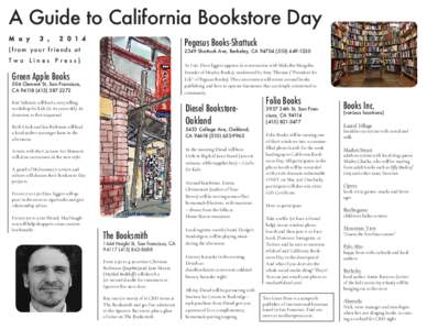 A Guide to California Bookstore Day M a y 3 ,  