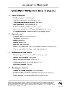   Online Money Management Tools for Students  Borrow strategically