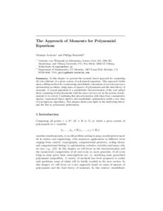 The Approach of Moments for Polynomial Equations Monique Laurent1 and Philipp Rostalski2 1  2