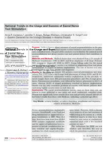 National Trends in the Usage and Success of Sacral Nerve Test Stimulation