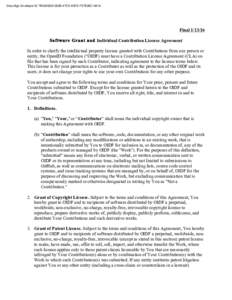 DocuSign Envelope ID: 7BE9AB30-0D85-47C5-9DFE-F57638C1481A  FinalSoftware Grant and Individual Contribution License Agreement In order to clarify the intellectual property license granted with Contributions from