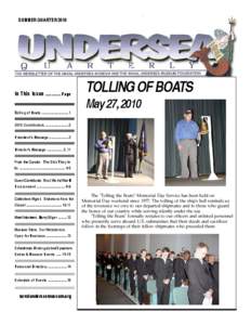 SUMMER QUARTER[removed]In This Issue[removed]Page Tolling of Boats ............................. 1  TOLLING OF BOATS