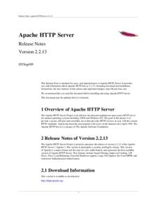 Release Notes: Apache HTTP ServerApache HTTP Server Release Notes VersionSep/09