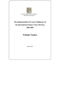 Microsoft Word - Implementation of Coercive Diplomacy in International Crisis with IranYehuda Yakov (2).docx