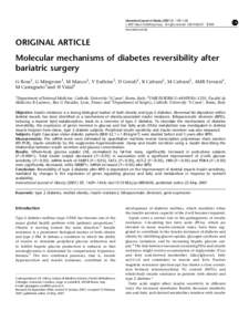 International Journal of Obesity[removed], 1429–1436 & 2007 Nature Publishing Group All rights reserved[removed] $30.00 www.nature.com/ijo ORIGINAL ARTICLE Molecular mechanisms of diabetes reversibility after