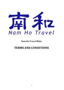 Nam Ho Travel Miles  TERMS AND CONDITIONS 1
