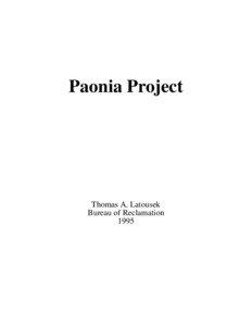 Paonia Project  Thomas A. Latousek