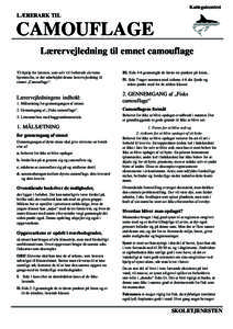Kattegatcentret  LÆRERARK TIL CAMOUFLAGE Lærervejledning til emnet camouflage