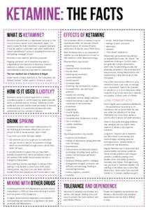 Ketamine: the facts WHAT IS KETAMINE? effects of KETAMINE  Ketamine hydrochloride is a depressant and acts on the