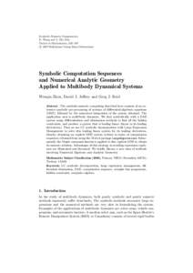 Symbolic-Numeric Computation D. Wang and L. Zhi, Eds. Trends in Mathematics, 335–347 c 2007 Birkh¨ auser Verlag Basel/Switzerland
