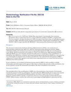 Biotechnology Consultation - Note to File BNF