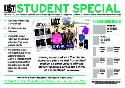 student special  This year The List is publishing a Student Special introducing new students in Glasgow and Edinburgh to Scotland’s leading events and entertainment guide soFia Coppola on  ng Ring