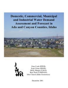Domestic, Commercial and Industrial Water Use Assessment and Forecast in the Treasure Valley, Idaho