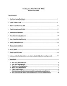 Tuning USA Final Report – Utah November 18, 2009 Table of Contents 1. Final list of Tuning Participants ...…………………………………..…………………………………………………………….