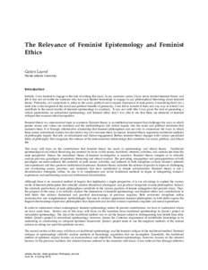 The Relevance of Feminist Epistemology and Feminist Ethics Gatien Laurol Florida Atlantic University