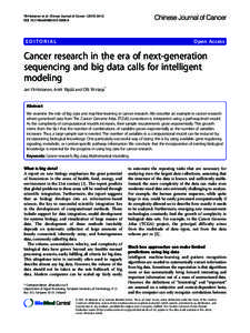 Cancer research in the era of next-generation sequencing and big data calls for intelligent modeling