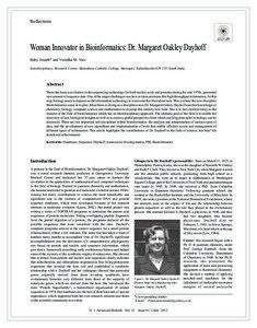 Reflections  Woman Innovator in Bioinformatics: Dr. Margaret Oakley Dayhoff