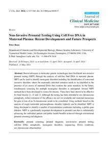 Non-Invasive Prenatal Testing Using Cell Free DNA in Maternal Plasma: Recent Developments and Future Prospects